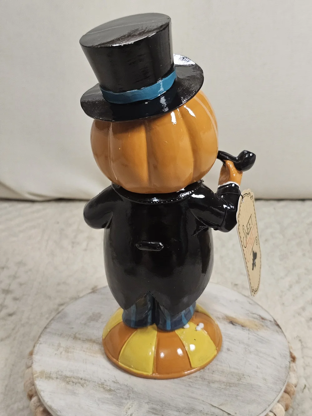 Ceramic Pumpkin Gentleman Figurine - Orange, Black, Red, Blue Halloween